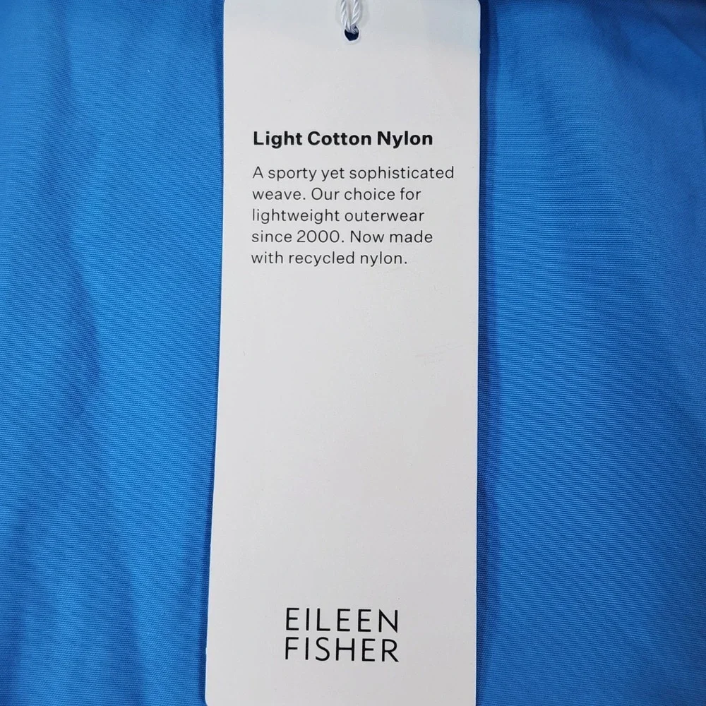 NWT Eileen Fisher Hidden‎ Hood Stand Collar Organic Cotton Nylon Rain Jacket L
